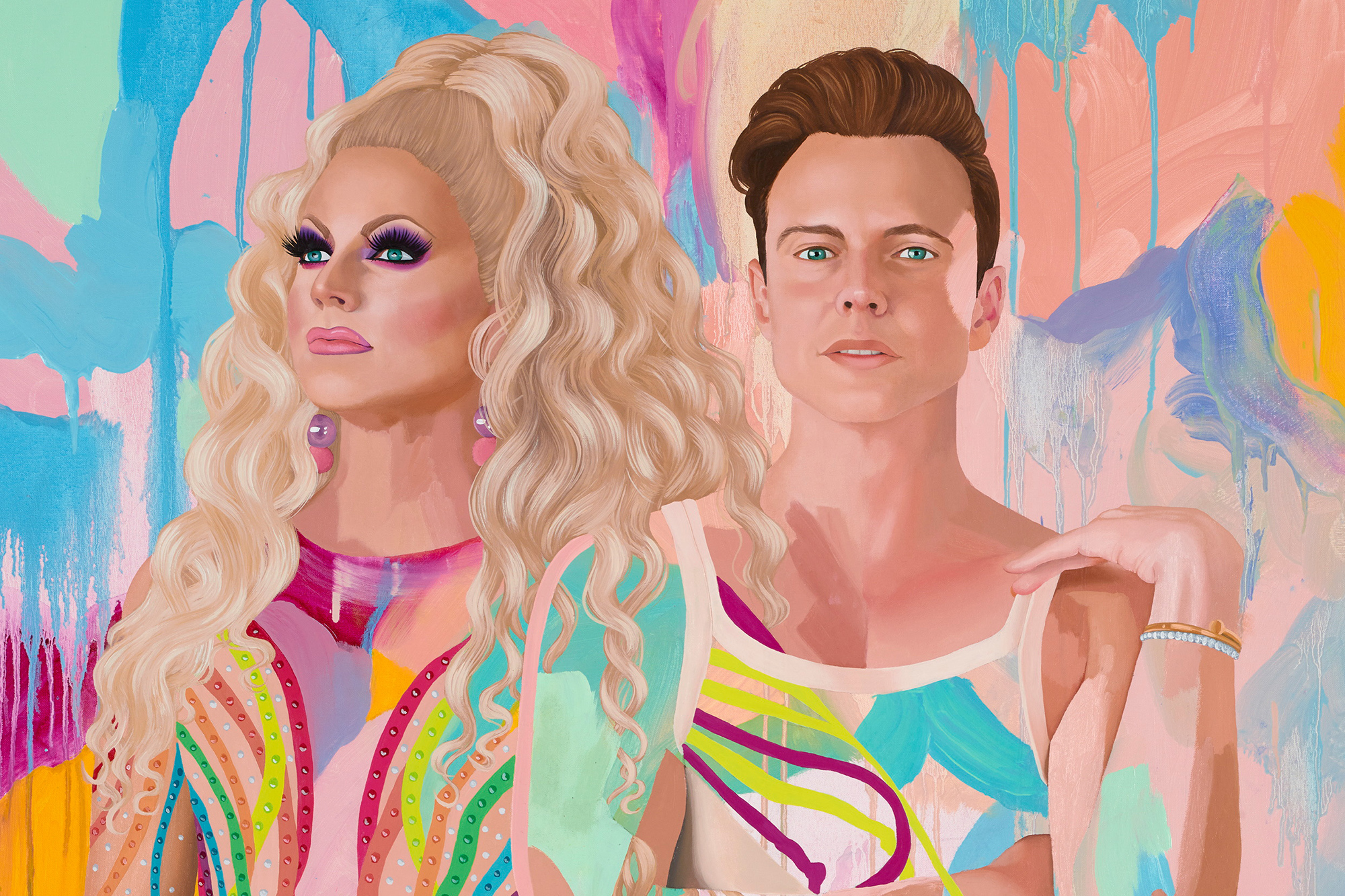 Archibald Prize 2022 finalist, Kim Leutwyler 'Courtney and Shane' (detail) © the artist