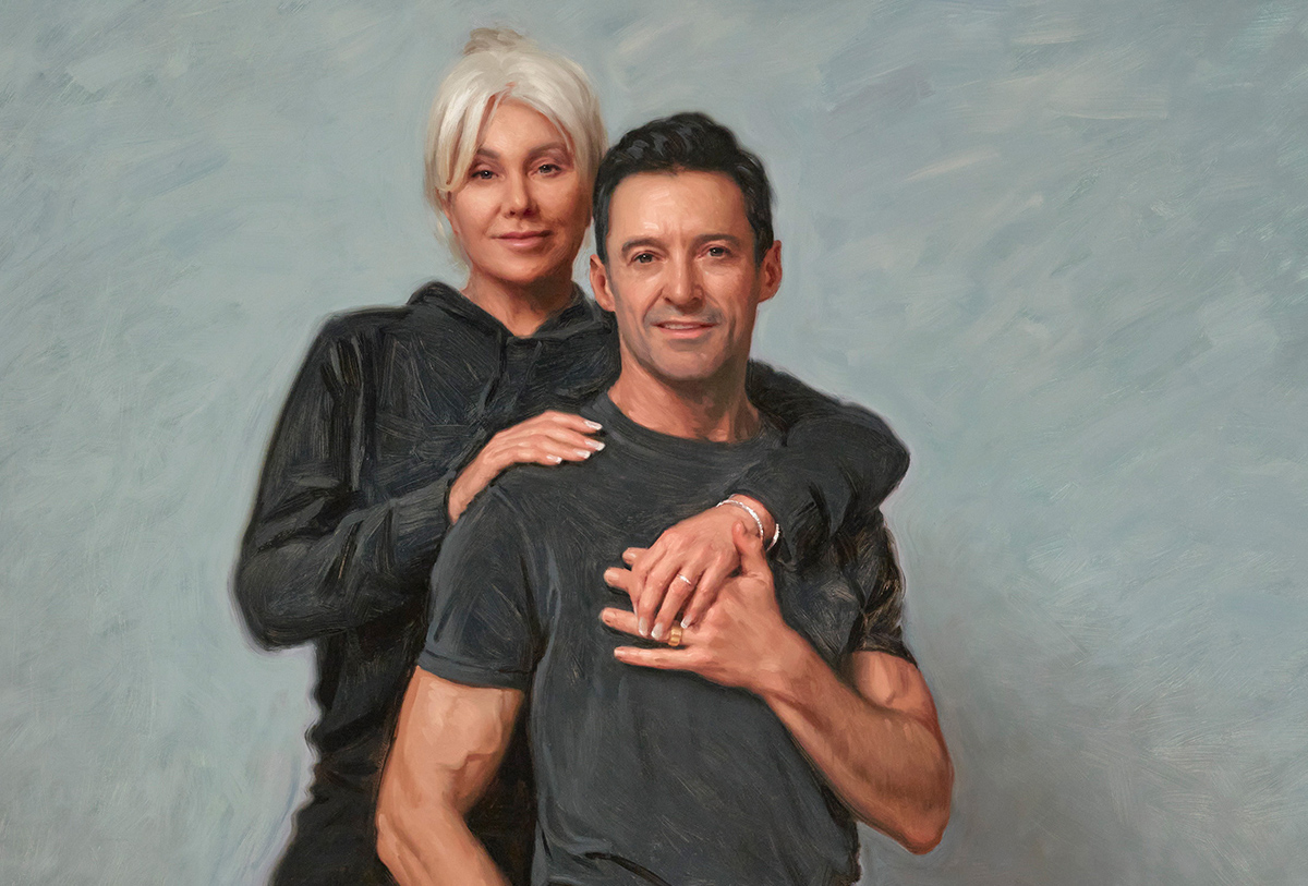 Archibald Prize 2022 finalist, Paul Newton Portrait of Hugh Jackman and Deborra-Lee Furness (detail) © the artist