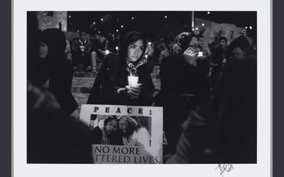 ‘Candle Light Vigil #1’, Batoor, Barat Ali, 2019, 1 photograph : gelatin silver print, black and white ; 25.0 x 38.0 cm.