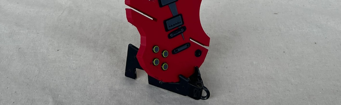 red 3D printed electric guitar 