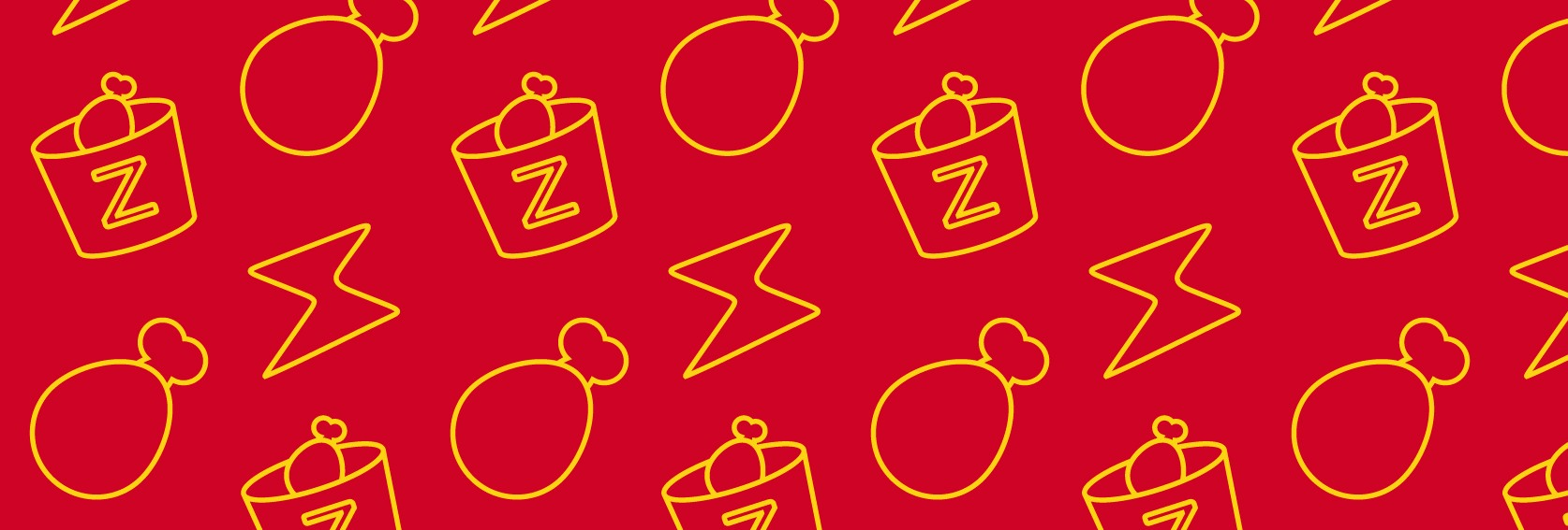 red and yellow drawings of fried food