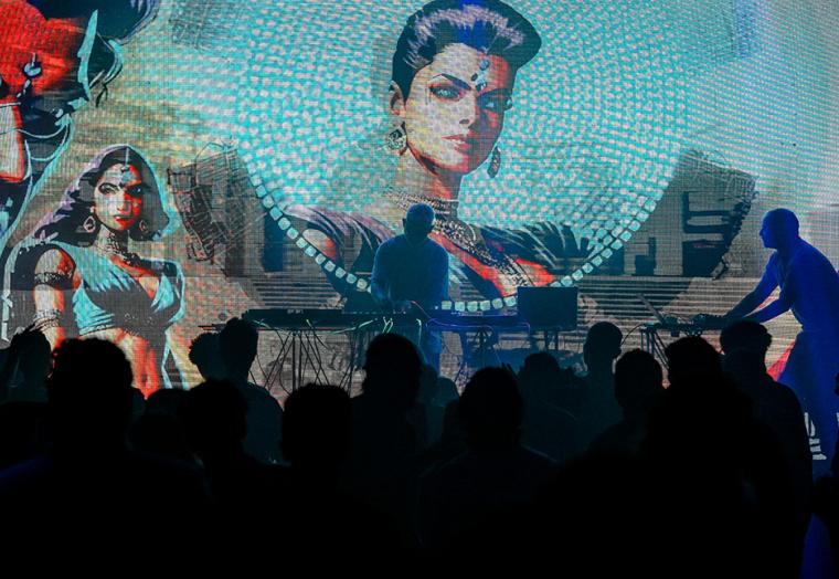 Silhouette of a crowd at a concert by Elsewhere in India