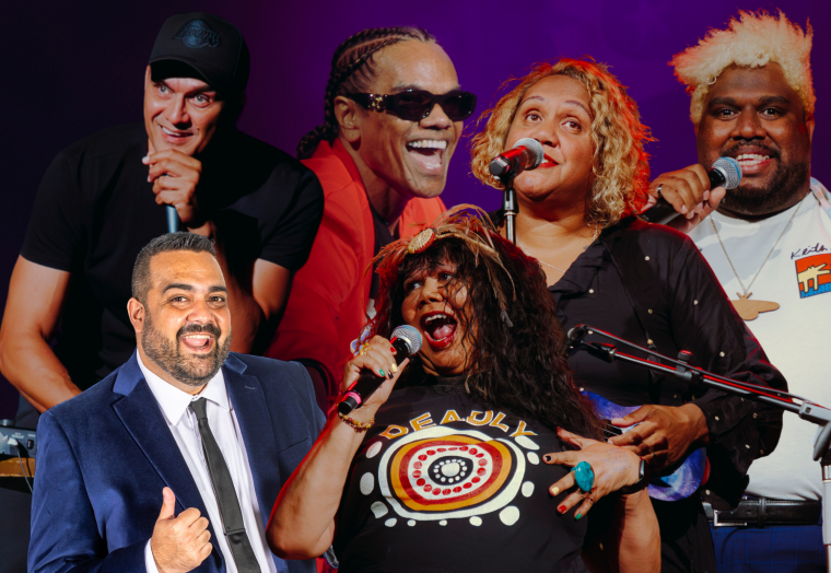 Headshots of six Indigenous comedians promoting their tour