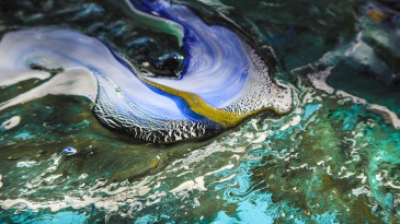 Fluid Landscape, acrylic paint with silicone on canvas – Zia Atahi