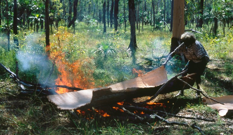 John Mawurndjul, ‘The Artist at Work: Dolobbo bim (Bark Painting)’, photographic essay by Jenni Carter, first published in Crossing Country: The Alchemy of Western Arnhem Land Art, Art Gallery of New South Wales, Sydney, 2004, photograph: Jenni Carter