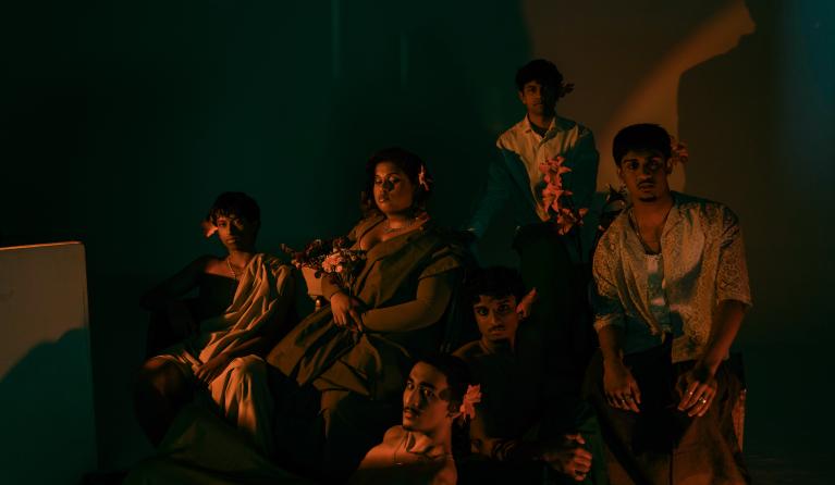group of South Asian artists posing together