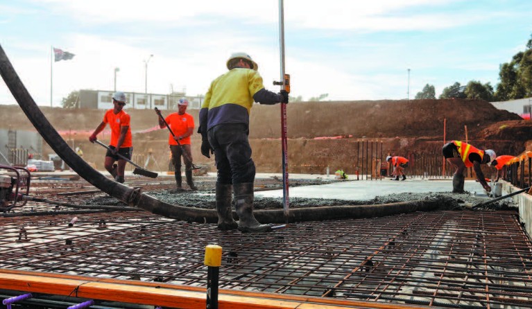 Action from the site: day two of the first concrete pour.
