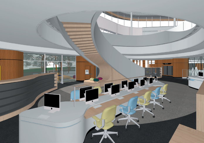Architect's impression of one of the dedicated spaces inside the new library.