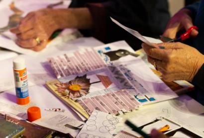 person creating a collage